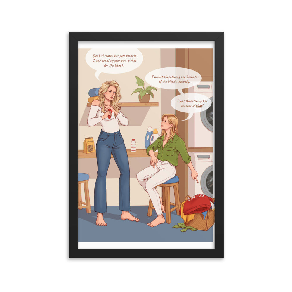 On the Same Page Laundry Scene - Framed poster